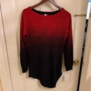 NY Collection NWT Ombré Red and Black Long sleeve Sweater with metallic